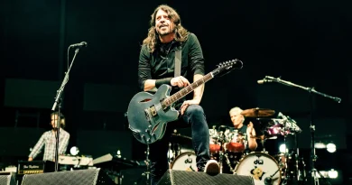 Dave Grohl with his Epiphone Dave Grohl DG-335. Credit this image: Pooneh Ghana for Austin City Limits Music Festival.